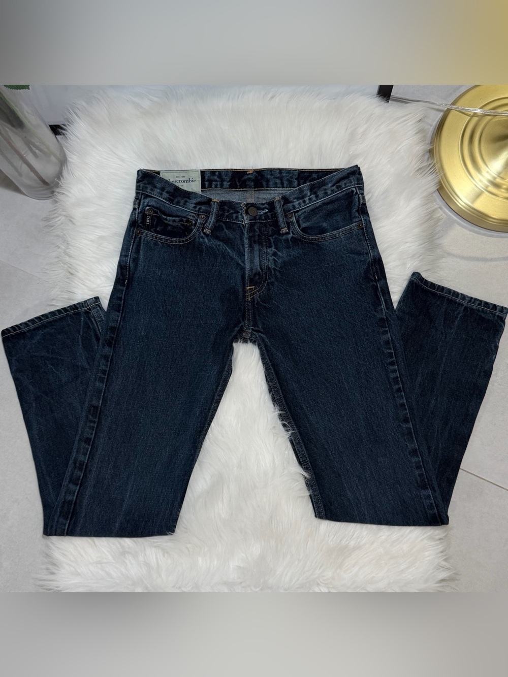Abercrombie Kids Slim Straight Jeans Boys Size 16 Reg Dark Wash EUC